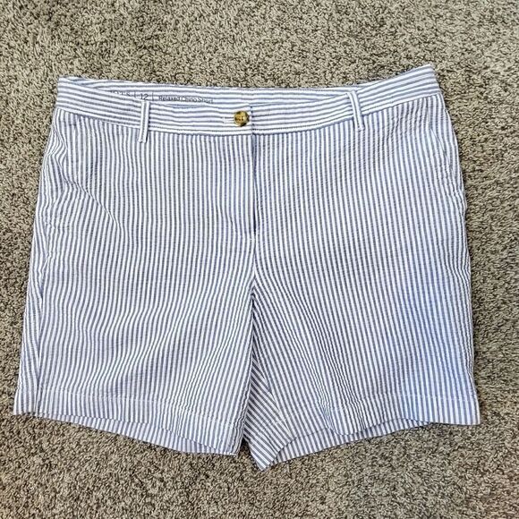 Talbots Blue & White Striped Relaxed Chino Shorts - Picture 1 of 6